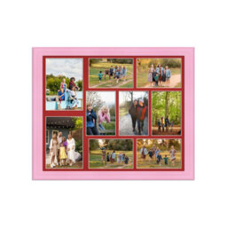 AK Frames 20X16 Pastel Pink Classic Multi Photo Frame With Crimson Mount - Holds 9 Apertures (2X) 7X5, (7X) 6X4 Photos