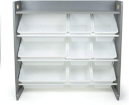Humble Crew Children's Shelf, Toy Organiser Shelf With 9 Storage Boxes, Grey/white - thumbnail 2