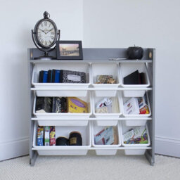 Humble Crew Children's Shelf, Toy Organiser Shelf With 9 Storage Boxes, Grey/white - thumbnail 4