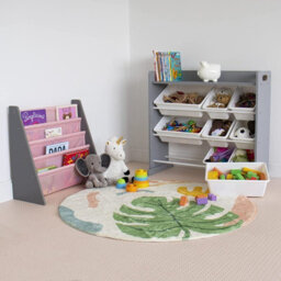 Humble Crew Children's Shelf, Toy Organiser Shelf With 9 Storage Boxes, Grey/white - thumbnail 5
