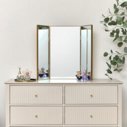 Melody Maison Large Gold Dressing Table Triple Mirror - 70Cm X 60Cm - thumbnail 7