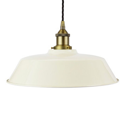 Clay White Chancery Painted Dome Pendant Light With Matt Antique Brass Lamp Holder And Black Twisted Cable - Se Home - image 1