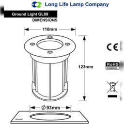Long Life Lamps Company Outdoor Ground Walk Over Recessed Light Round Ip67 Waterproof Gl09K - thumbnail 2