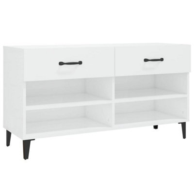 Berkfield Elegant Shoe Cabinet High Gloss White 102X35X55 Cm Engineered Wood - image 1