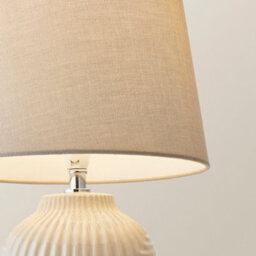Valuelights Harrison Tapered Lamp Shade Grey Geometric Ribbed Pattern Gloss Medium Table Lamp - thumbnail 4