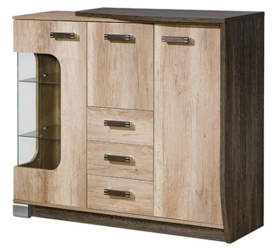 Arte Romero R7 Display Cabinet Right - Contemporary Storage In Oak Canyon, H1140mm W1300mm D320mm - image 1