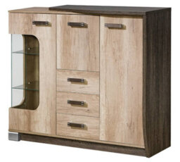 Arte Romero R7 Display Cabinet Right - Contemporary Storage In Oak Canyon, H1140mm W1300mm D320mm
