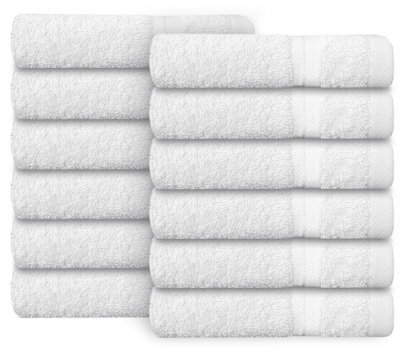 Casabella Premium Quality 12 White Face Towels 30X30Cm Highly Absorbent Face Cloth Set, 100% Combed Cotton 650 Gsm - image 1