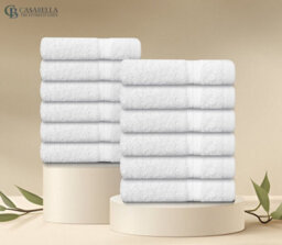 Casabella Premium Quality 12 White Face Towels 30X30Cm Highly Absorbent Face Cloth Set, 100% Combed Cotton 650 Gsm - thumbnail 6