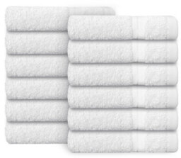 Casabella Premium Quality 12 White Face Towels 30X30Cm Highly Absorbent Face Cloth Set, 100% Combed Cotton 650 Gsm