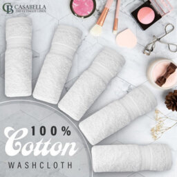 Casabella Premium Quality 12 White Face Towels 30X30Cm Highly Absorbent Face Cloth Set, 100% Combed Cotton 650 Gsm - thumbnail 2