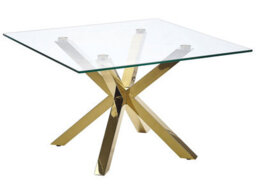 Beliani Gold Glass Coffee Table 70 X 70 Cm - Tempered Glass Top With Gloss Gold Legs - thumbnail 3