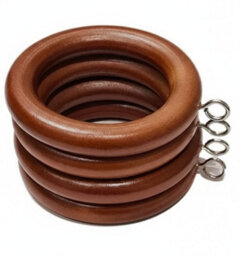 Homeelabador 24 X Premium 45mm Oak Colour Solid Wood Curtain Pole Rings With Eyelets For Curtain Poles