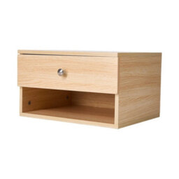 Natural Wood Wall Mounted Floating Bedside Table Drawer  Shelf - thumbnail 4