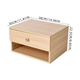 Natural Wood Wall Mounted Floating Bedside Table Drawer  Shelf - thumbnail 2