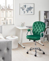 Beliani Desk Chair Princess Velvet Green - thumbnail 2