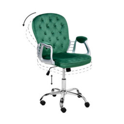 Beliani Desk Chair Princess Velvet Green - thumbnail 6