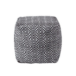 Homescapes Trance Black And White Diamond Pattern Recycled Fibre Square Bean Filled Pouffe, 40 Cm
