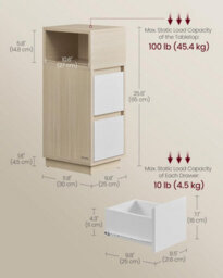 Side Table Pair, Space-Saving Units With Adjustable Storage Design, Natural Beige And Cloud White - thumbnail 2
