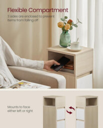 Side Table Pair, Space-Saving Units With Adjustable Storage Design, Natural Beige And Cloud White - thumbnail 3