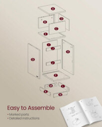 Side Table Pair, Space-Saving Units With Adjustable Storage Design, Natural Beige And Cloud White - thumbnail 6