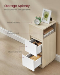 Side Table Pair, Space-Saving Units With Adjustable Storage Design, Natural Beige And Cloud White - thumbnail 4
