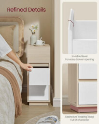 Side Table Pair, Space-Saving Units With Adjustable Storage Design, Natural Beige And Cloud White - thumbnail 5