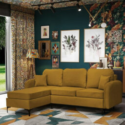 Venice L Corner Sofa Bed With Bonnell Spring Metal Legs Wooden Frame Storage Dl Mechanism 225X172X78X96 Cm Mustard Left - thumbnail 2