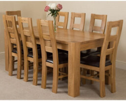 That's Furniture Kuba 180 X 90 Cm Chunky Oak Dining Table And 8 Chairs Dining Set With Yale Chairs - thumbnail 1
