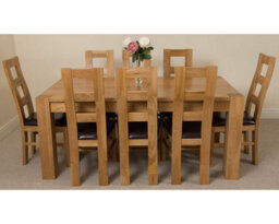 That's Furniture Kuba 180 X 90 Cm Chunky Oak Dining Table And 8 Chairs Dining Set With Yale Chairs - thumbnail 2