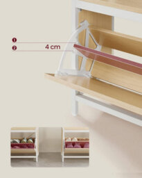 Songmics Hall Tree With Bench Hallway Coat Rack With Shoe Storage Golden Oak And Cloud White - thumbnail 4