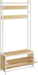 Songmics Hall Tree With Bench Hallway Coat Rack With Shoe Storage Golden Oak And Cloud White - thumbnail 8