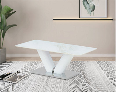 Stratus Interiors White Sintered Stone Coffee Table White Base - image 1