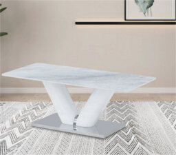 Stratus Interiors White Sintered Stone Coffee Table White Base - thumbnail 4
