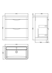 Balterley Aldershawe Modern Bathroom Floor Standing 2 Drawer Vanity Unit Basin, Gloss White, 755mm - thumbnail 8
