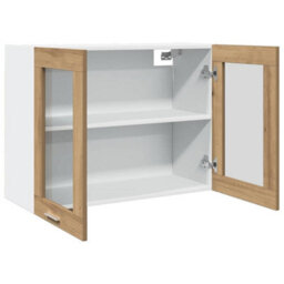 Berkfield Hanging Glass Cabinet Artisian Oak 80X31X60 Cm Engineered Wood - thumbnail 7