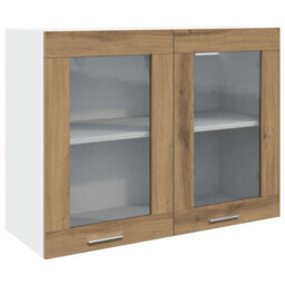 Berkfield Hanging Glass Cabinet Artisian Oak 80X31X60 Cm Engineered Wood - thumbnail 2