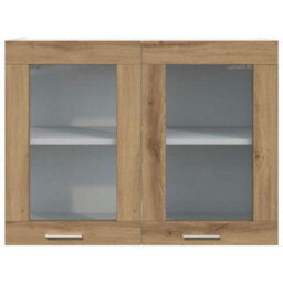 Berkfield Hanging Glass Cabinet Artisian Oak 80X31X60 Cm Engineered Wood - thumbnail 4