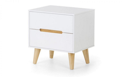 Basoni 2 Drawer Wide Bedroom Chest Scandinavian White Oak Legs - image 1