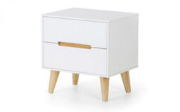 Basoni 2 Drawer Wide Bedroom Chest Scandinavian White Oak Legs - thumbnail 1