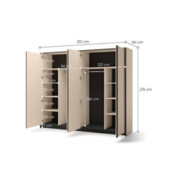 Arte Sophisticated Enna 6 Hinged Door Wardrobe 2510mm X 2150mm X 640mm - Luxurious Storage Solution - thumbnail 3