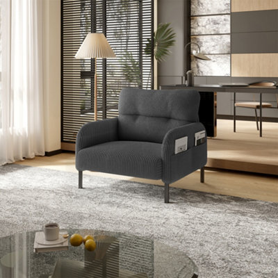 Abrihome Corduroy Fabric, Comfortable Monochrome Single Person Wide Seat Chair, Suitable For Living Rooms And Bedrooms, Grey - image 1