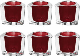 Simpa 6Pc Heavy Weight Glass Tea Light Holders - Red