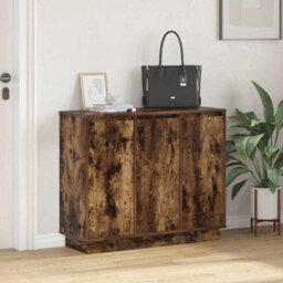 Berkfield Modern Sideboard With Led In Smoked Oak - 90X32X75 Cm - Made Of Engineered Wood - thumbnail 5