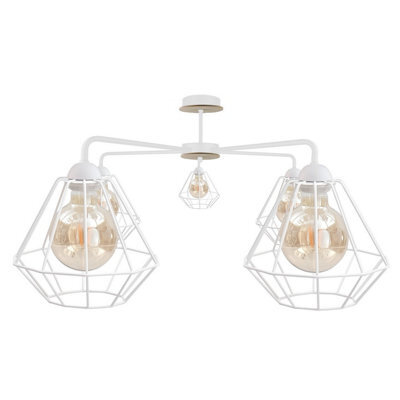 Luminosa Lighting Luminosa Foskal Semi Flush Light White, Wood, 70Cm, 5X E27