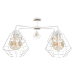 Luminosa Lighting Luminosa Foskal Semi Flush Light White, Wood, 70Cm, 5X E27