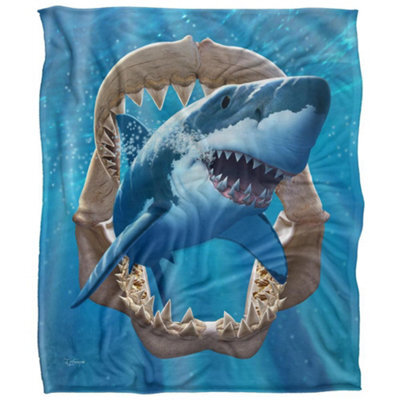Jq Licensing Hunting Shark Supersoft Blanket Multicoloured (One Size) - image 1