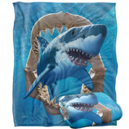 Jq Licensing Hunting Shark Supersoft Blanket Multicoloured (One Size) - thumbnail 2