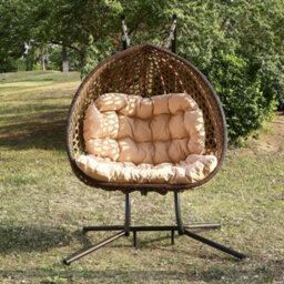 Alston Double Garden Hanging Egg Chair - Cream - thumbnail 1