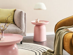 Beliani Side Table Torrens Metal Pastel Pink - thumbnail 2
